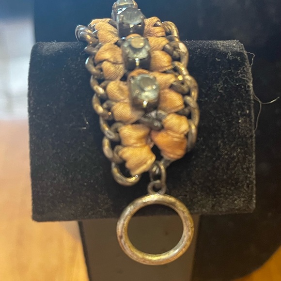 Unique Blue topaz, silk ribbon rope, and Silver Bracelet - Picture 4 of 8